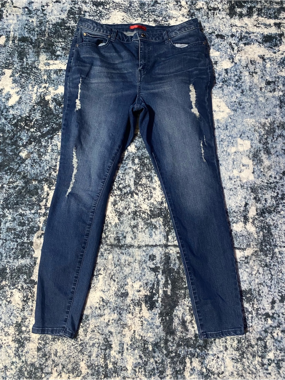 Jennifer Lopez JLO Distressed Skinny Jeans Women’s 16 Dark Indigo Stretch